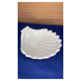 Milk Glass Seashell Dish 6"