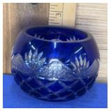 Cut to Clear Cobalt Blue Crystal Vase 2.5"