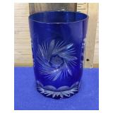 Cut to Clear Cobalt Blue Lowball/Juice Glass 3-1/2