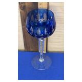Cut to Clear Cobalt Blue Crystal Wine Glass 7.75"