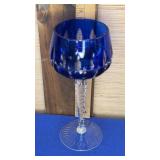 Cut to Clear Cobalt Blue Crystal Wine Glass 7.75"