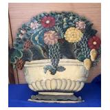 Hand-Painted Toleware Metal Floral/Fruit Fireplace