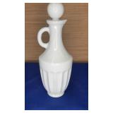 Milk Glass Cruet note stopper  7"