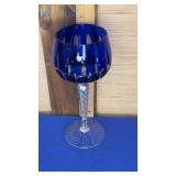 Cut to Clear Cobalt Blue Crystal Wine Glass 7.75"