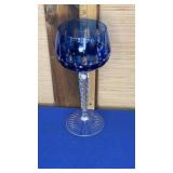 Cut to Clear Cobalt Blue Crystal Wine Glass 7.75"