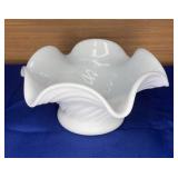 Milk Glass Fluted Edge Dish 7x 3.5t