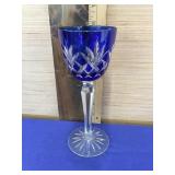 Cut to Clear Cobalt Blue Wine Glass 8-3/4