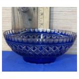 Cut to Clear Cobalt Blue Crystal Bowl 6.5"