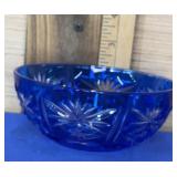 Cut to Clear Cobalt Blue Crystal Bowl 5"