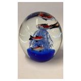 4" Fish Fountain Glass Paper Weight Slight Dings