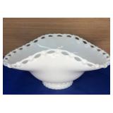 Milk Glass Banana Boat Lace Edge 12x9x6 note chip