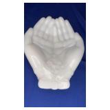 Avon Milk Glass Open Hands Dish 5.5x7