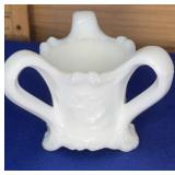 Kemple Milk Glass Pansy Toothpick /Match Holder 3"