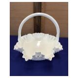 Fenton Hobnail Milk Glass Basket