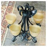 Cast Iron & Glass Ceiling Light Fixture (Vintage)