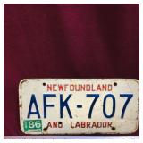 1986 Newfoundland & Labrador License Plate