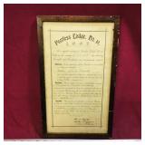 Antique Peerless Lodge Oldfellows Framed Document