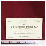 Dominion Garage Ltd. NB Business Card (Vintage)