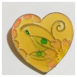 Vintage Enamelled Heart Brooch