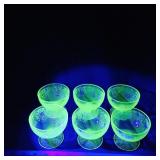 Set Of 6 Uranium Glass Sherbet Cups (3' Tall)