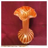 Cased Glass Flower Vase (Vintage) (9 1/2' Tall)