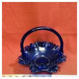 Cobalt Blue Glass Fruit Bowl (7' Tall)