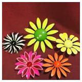 Lot Of 5 Vintage Flower Brooches