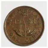 1941 Newfoundland One Cent Coin