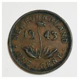 1943 Newfoundland One Cent Coin