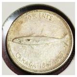 Silver 1967 Canada 10 Cent Coin