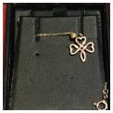Silver 925 Chain With Heart Clover Pendant