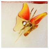 925 Gold Over Silver Swarovski Butterfly Stick Pin