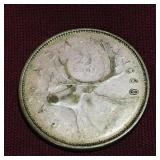 Silver 1968 Canada 25 Cent Coin