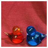 Pair Of Small Art Glass Doves (Vintage)