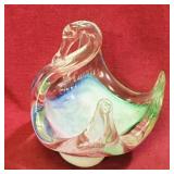 Vintage Art Glass Swan Dish (4 1/2' Tall)