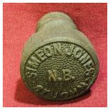 Antique Simeon Jones St. John NB Bottle Stopper