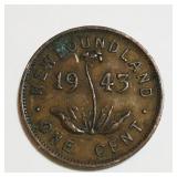 1945 Newfoundland One Cent Coin
