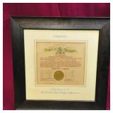 1913 Knights Of Pythias Framed Charter