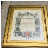 1888 Knights Of Pythias Framed Charter