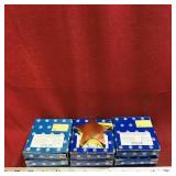 Lot Of 6 Solid Brass Star Paperweights & Boxes