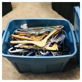 Tote Filled With Assorted Coat Hangers
