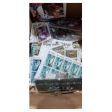 Box of Stamps and Sports Items