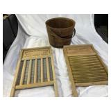 Wooden Bucket, Vintage Wash Boards - Brass Prince,
