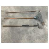 Yard Rake, 6 Tine Pitch Fork and More