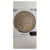 1921 Morgan Silver Dollar AU58