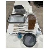 Knives, Block, Pans, Cookie Sheets, Broiler Pan