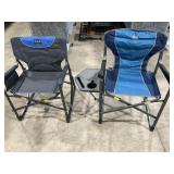 Two Folding Lawn Chairs - One Rocker, One w/Table