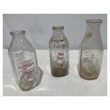 Vintage 1 quart Glass Milk Bottles