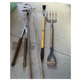 Long Handle Cultivator, Garden Fork, Pruner - 5 pc