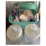 5gl Glass Jugs, Tote w/Wine Making Items